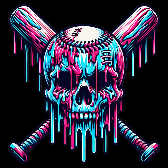 Baseball Skull Drip Baseball Drip Baseball Ice Cream Drip Cooling Performance Crew T-Shirt