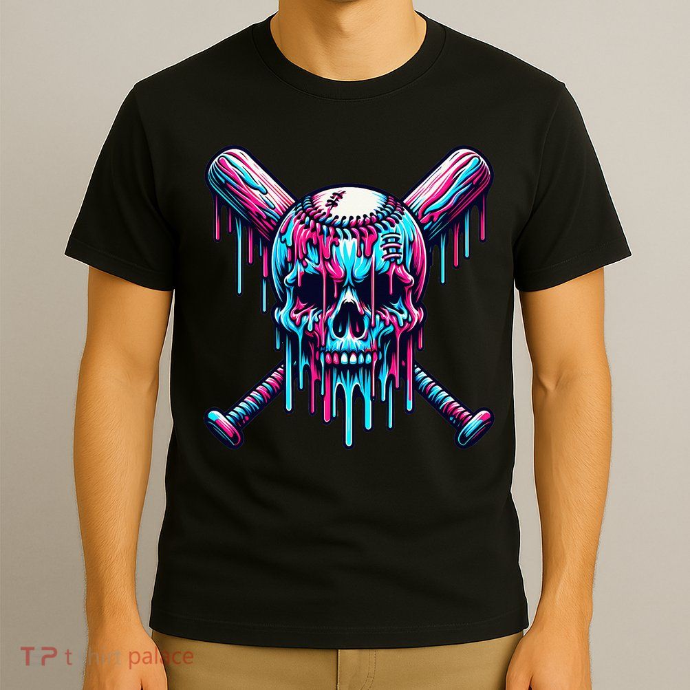 Baseball Skull Drip Baseball Drip Baseball Ice Cream Drip T-Shirt