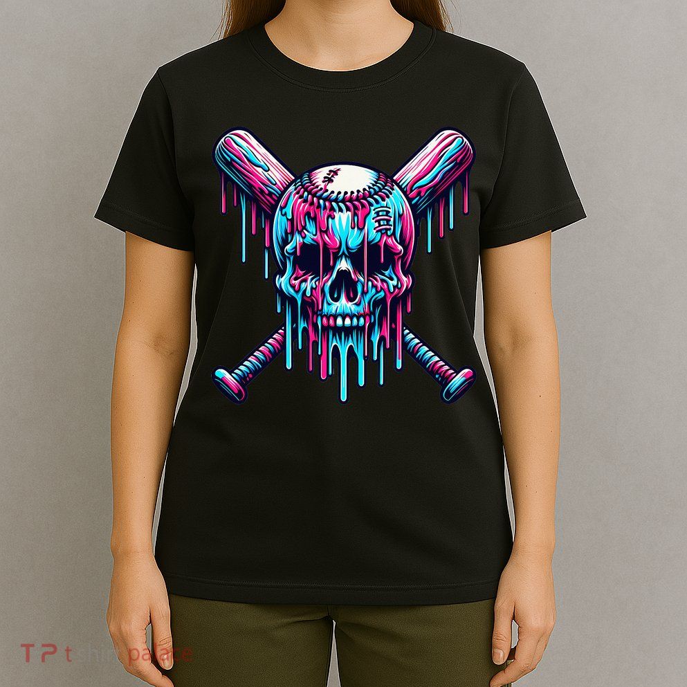 Baseball Skull Drip Baseball Drip Baseball Ice Cream Drip T-Shirt