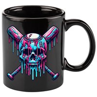 Baseball Skull Drip Baseball Drip Baseball Ice Cream Drip 11oz C Handle Ceramic Mug