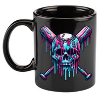 Baseball Skull Drip Baseball Drip Baseball Ice Cream Drip 11oz C Handle Ceramic Mug