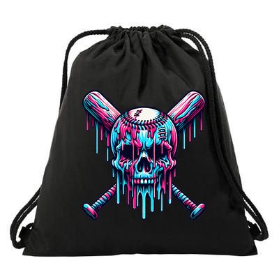 Baseball Skull Drip Baseball Drip Baseball Ice Cream Drip Drawstring Bag
