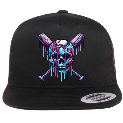 Baseball Skull Drip Baseball Drip Baseball Ice Cream Drip Flatbill Hat