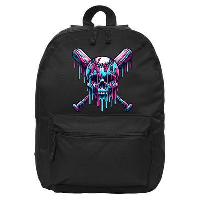 Baseball Skull Drip Baseball Drip Baseball Ice Cream Drip 16 in Basic Backpack
