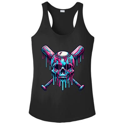 Baseball Skull Drip Baseball Drip Baseball Ice Cream Drip Ladies PosiCharge Competitor Racerback Tank