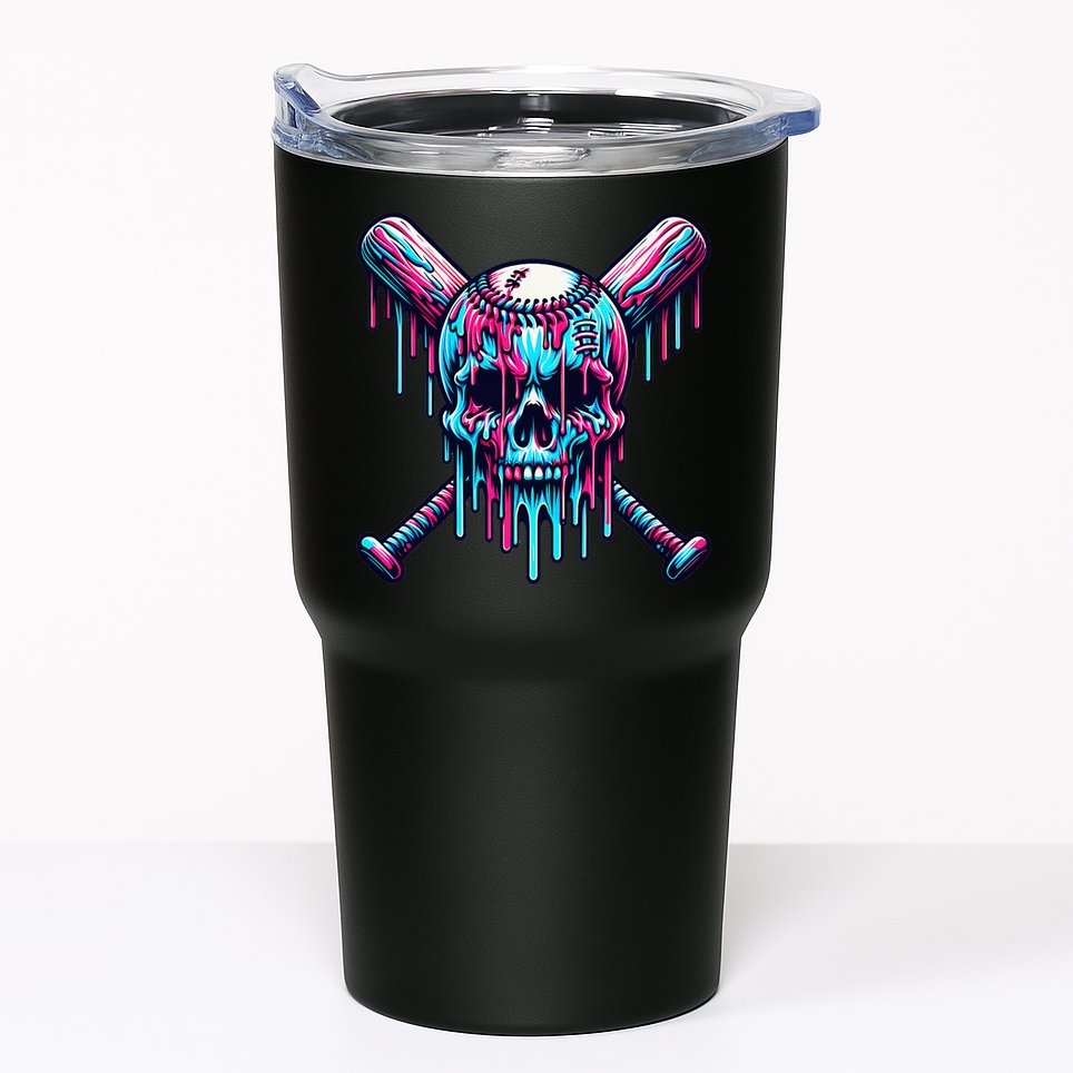 Baseball Skull Drip Baseball Drip Baseball Ice Cream Drip Tumbler