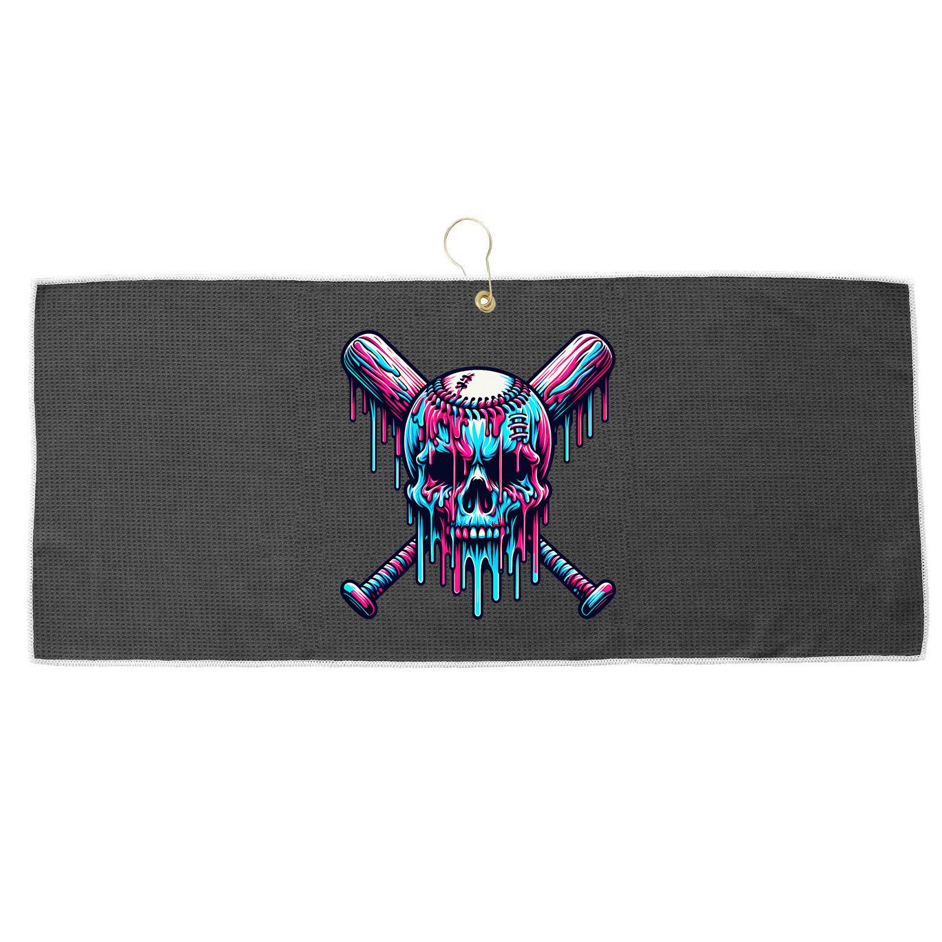 Baseball Skull Drip Baseball Drip Baseball Ice Cream Drip Large Microfiber Waffle Golf Towel