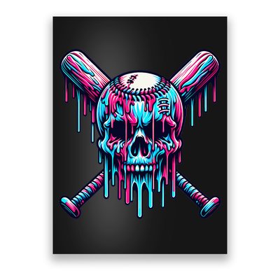 Baseball Skull Drip Baseball Drip Baseball Ice Cream Drip Poster