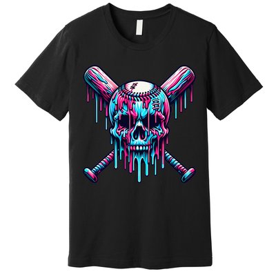 Baseball Skull Drip Baseball Drip Baseball Ice Cream Drip Premium T-Shirt