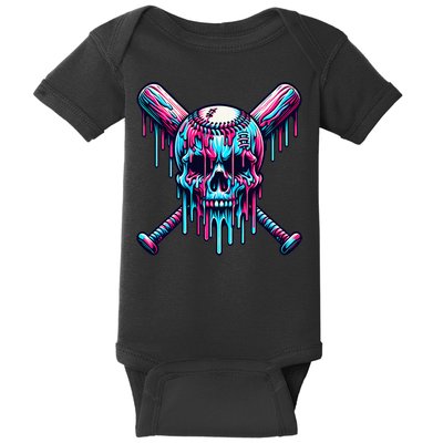 Baseball Skull Drip Baseball Drip Baseball Ice Cream Drip Baby Bodysuit