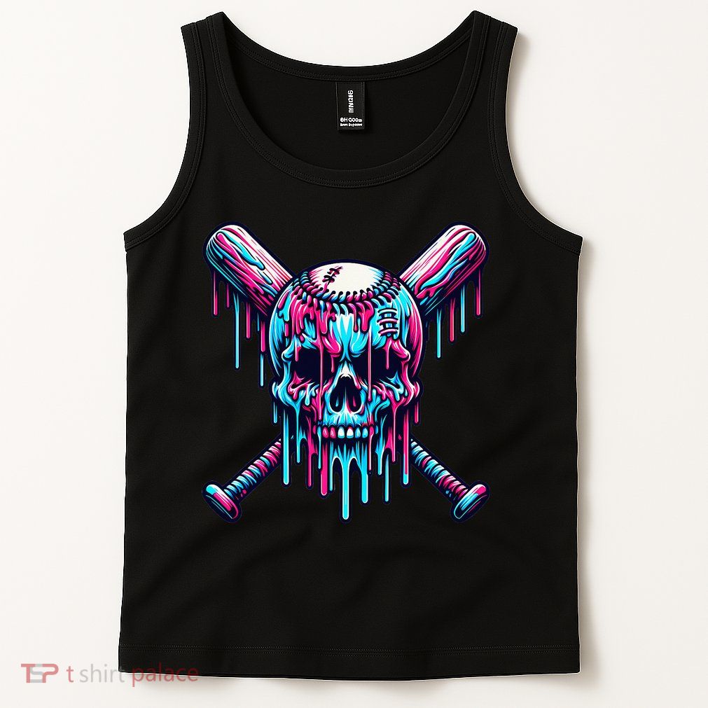 Baseball Skull Drip Baseball Drip Baseball Ice Cream Drip Tank Top