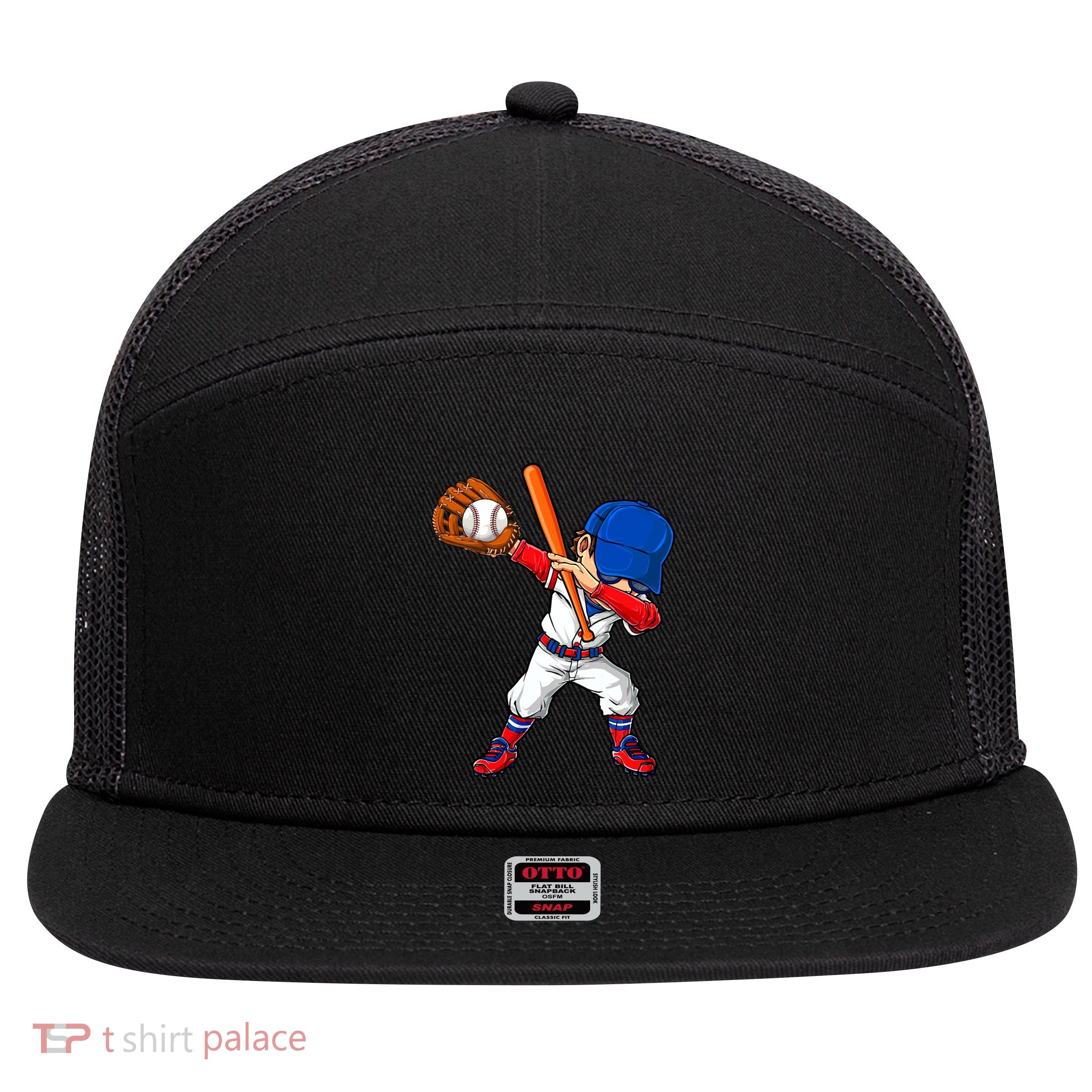 Baseballer Sports Dabbing Baseball Player Dad Gift 7 Panel Mesh Trucker Snapback Hat