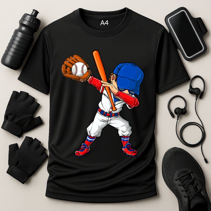 Baseballer Sports Dabbing Baseball Player Dad Gift Cooling Performance Crew T-Shirt