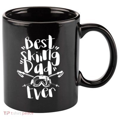 Best Skiing Dad Ever Skier Ski Father Daddy Papa Father's Cute Gift 11oz C Handle Ceramic Mug