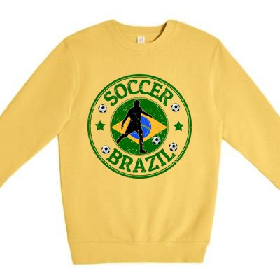 Brazil Soccer Design Premium Crewneck Sweatshirt