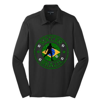 Brazil Soccer Design Silk Touch Performance Long Sleeve Polo