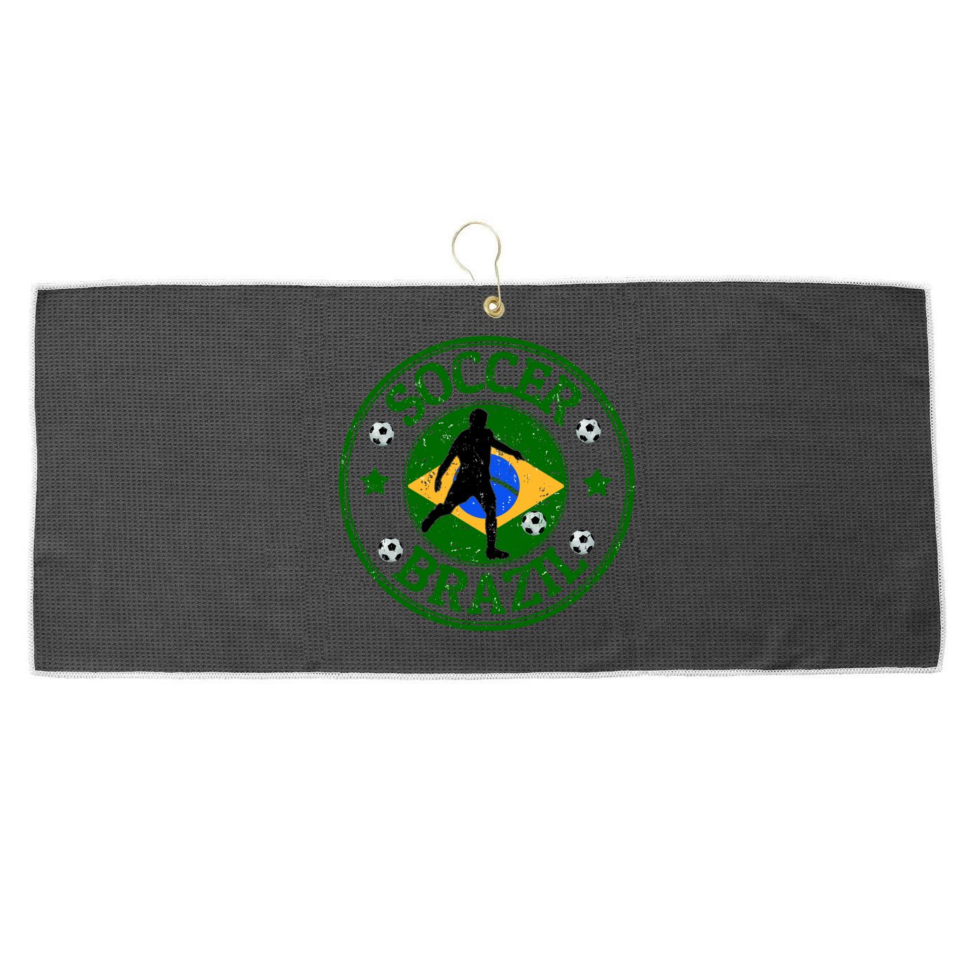 Brazil Soccer Design Large Microfiber Waffle Golf Towel