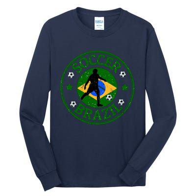 Brazil Soccer Design Tall Long Sleeve T-Shirt