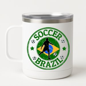 Brazil Soccer Design 12 oz Stainless Steel Tumbler Cup