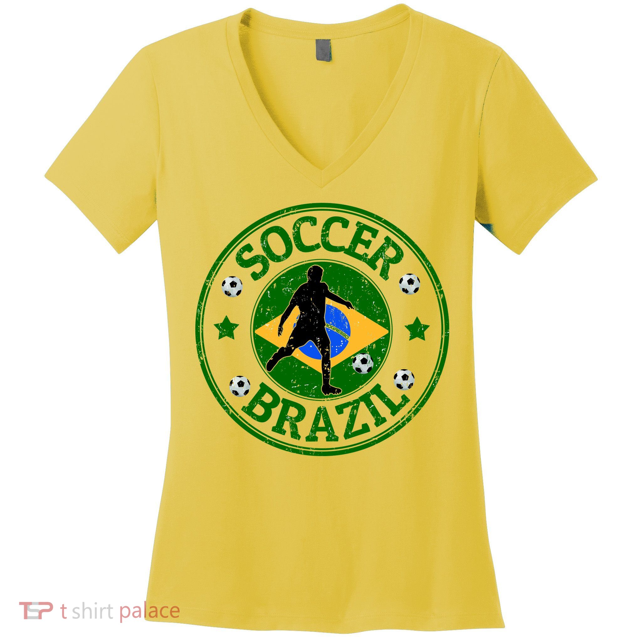 Brazil Soccer Design Women's V-Neck T-Shirt