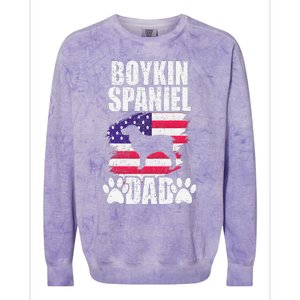 Boykin Spaniel Dad Dog Lover American Us Flag Colorblast Crewneck Sweatshirt