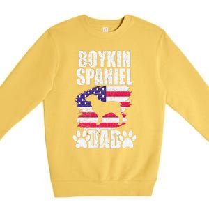 Boykin Spaniel Dad Dog Lover American Us Flag Premium Crewneck Sweatshirt