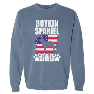 Boykin Spaniel Dad Dog Lover American Us Flag Garment-Dyed Sweatshirt