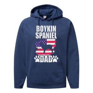 Boykin Spaniel Dad Dog Lover American Us Flag Performance Fleece Hoodie