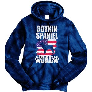 Boykin Spaniel Dad Dog Lover American Us Flag Tie Dye Hoodie