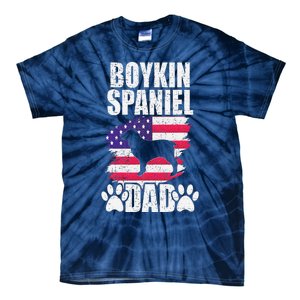 Boykin Spaniel Dad Dog Lover American Us Flag Tie-Dye T-Shirt