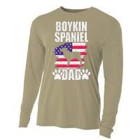 Boykin Spaniel Dad Dog Lover American Us Flag Cooling Performance Long Sleeve Crew