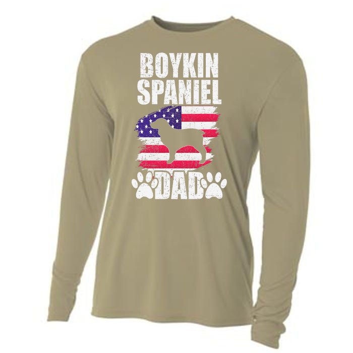 Boykin Spaniel Dad Dog Lover American Us Flag Cooling Performance Long Sleeve Crew