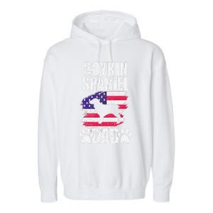 Boykin Spaniel Dad Dog Lover American Us Flag Garment-Dyed Fleece Hoodie