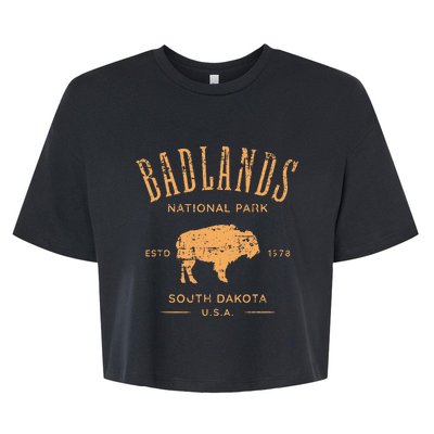 Badlands South Dakota Bison Distressed Design Bella+Canvas Jersey Crop Tee