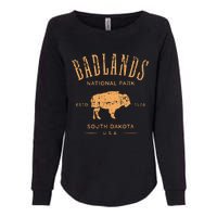 Badlands South Dakota Bison Distressed Design Womens California Wash Sweatshirt