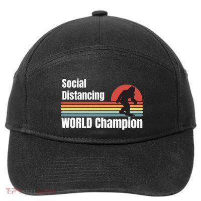 Bigfoot Social Distancing Champion, Funny Bigfoot Meme 7-Panel Snapback Hat