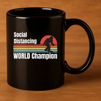 Bigfoot Social Distancing Champion, Funny Bigfoot Meme 11oz C Handle Ceramic Mug