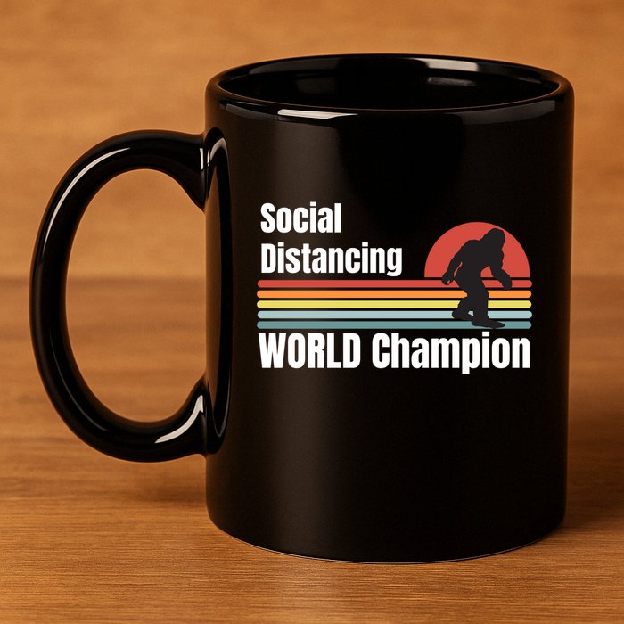 Bigfoot Social Distancing Champion, Funny Bigfoot Meme 11oz C Handle Ceramic Mug