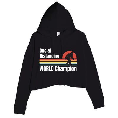 Bigfoot Social Distancing Champion, Funny Bigfoot Meme Crop Fleece Hoodie