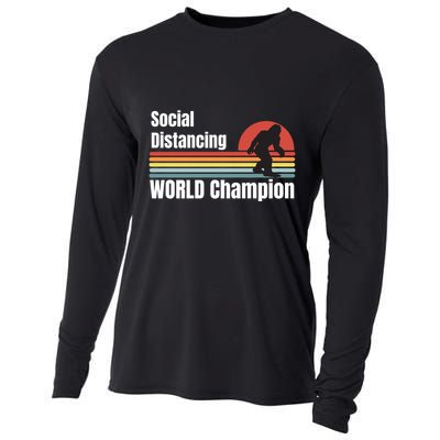 Bigfoot Social Distancing Champion, Funny Bigfoot Meme Cooling Performance Long Sleeve Crew