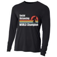 Bigfoot Social Distancing Champion, Funny Bigfoot Meme Cooling Performance Long Sleeve Crew