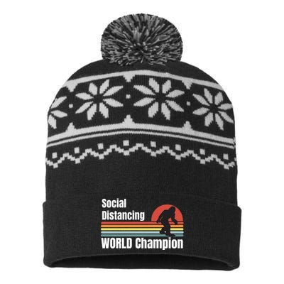 Bigfoot Social Distancing Champion, Funny Bigfoot Meme USA-Made Snowflake Beanie