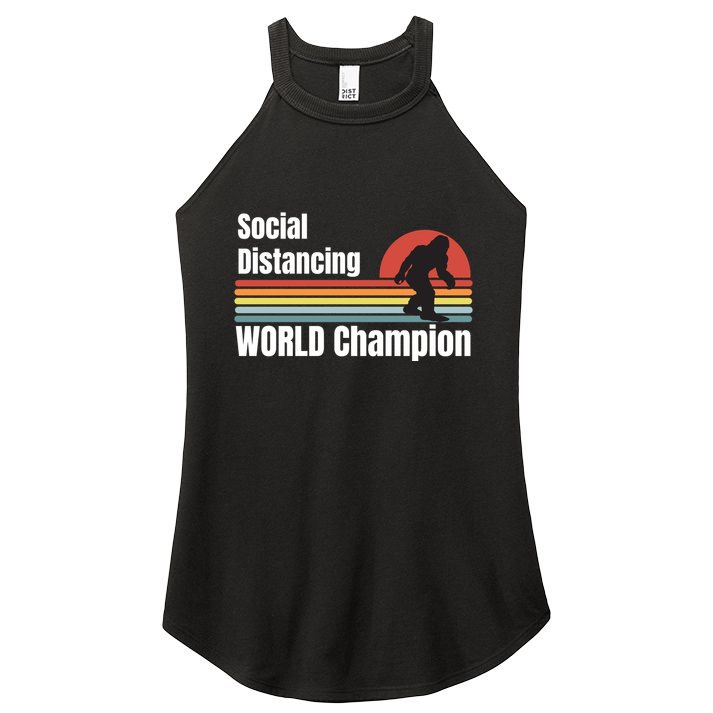 Bigfoot Social Distancing Champion, Funny Bigfoot Meme Women's Perfect Tri Rocker Tank