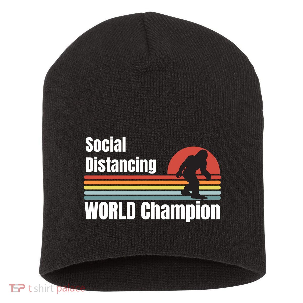 Bigfoot Social Distancing Champion, Funny Bigfoot Meme Short Acrylic Beanie