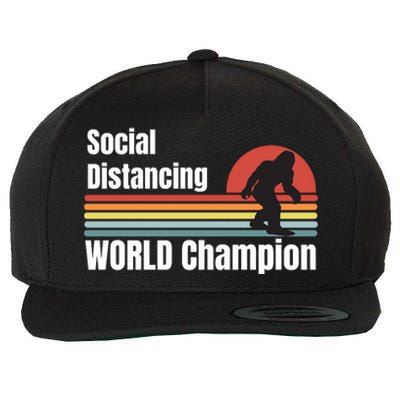 Bigfoot Social Distancing Champion, Funny Bigfoot Meme Wool Snapback Cap