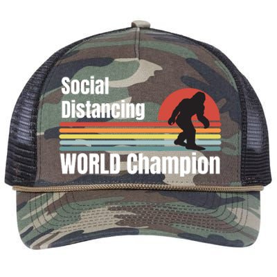 Bigfoot Social Distancing Champion, Funny Bigfoot Meme Retro Rope Trucker Hat Cap