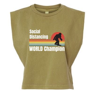 Bigfoot Social Distancing Champion, Funny Bigfoot Meme Garment-Dyed Women's Muscle Tee