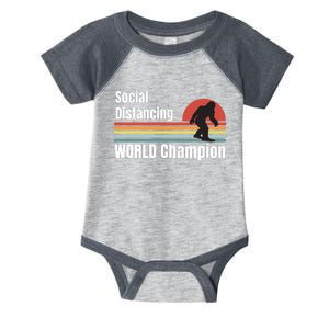 Bigfoot Social Distancing Champion, Funny Bigfoot Meme Infant Baby Jersey Bodysuit