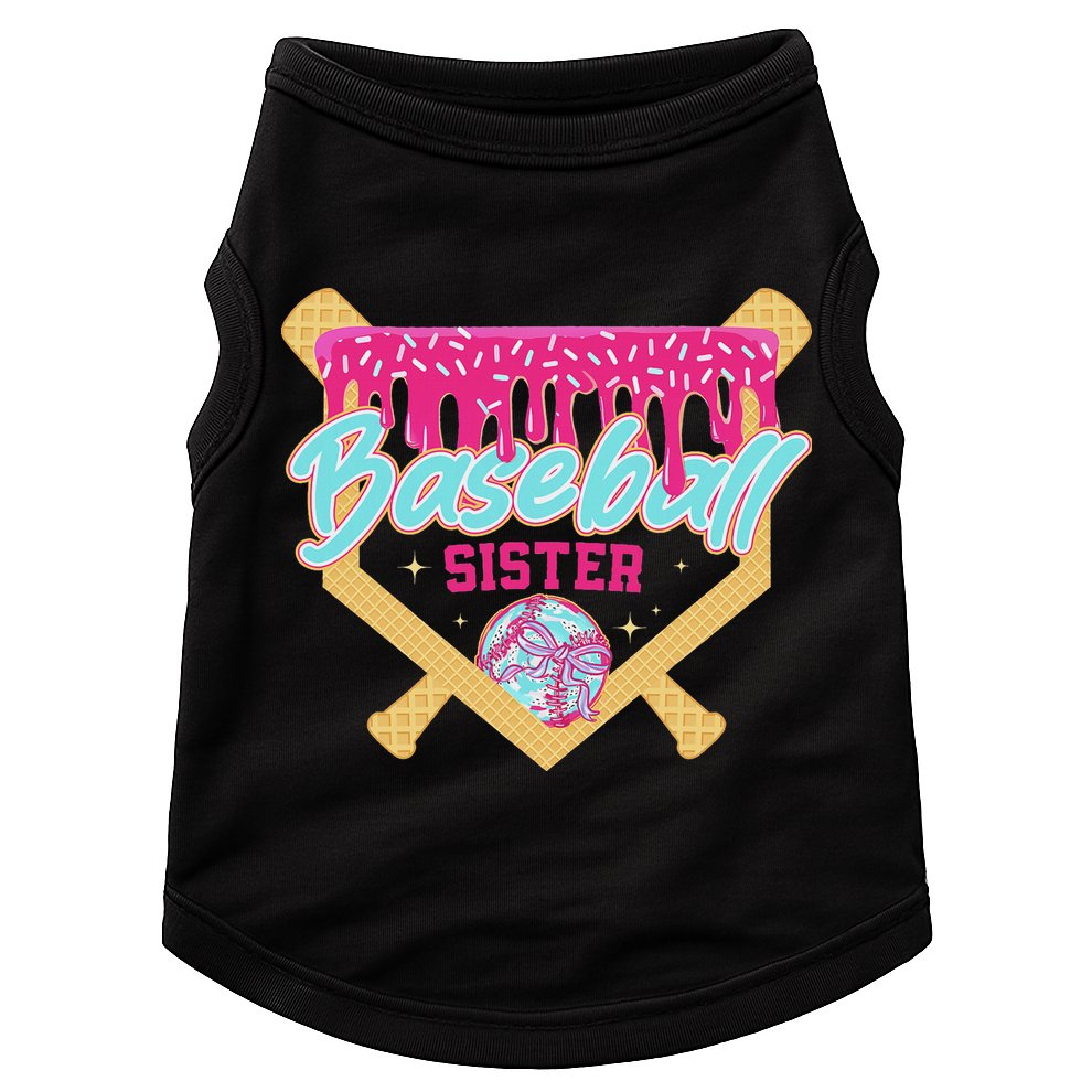 Baseball Sister Drip Ice Cream Baseball Game Day Doggie Tank