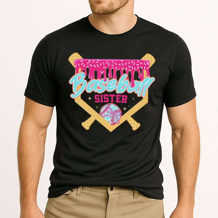 Baseball Sister Drip Ice Cream Baseball Game Day Cooling Performance Crew T-Shirt